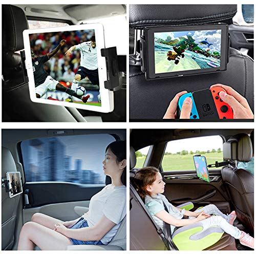 Zommuei Soporte Tablet Coche, Soporte Reposacabezas Asiento Trasero para automóvil 360° Rotación Soporte de Montaje Extensible para iPad Air Mini 2 3 4, Pad 2018 Pro 9.7, 10.5, Tableta de 4.6-10.6in