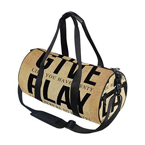 ZOMOY Bolsa de Deporte,Cita Motivacional Citas Famosas Divertidas Inspiradoras Retro Vintage Kraft Paper,Nuevo de Cubo de impresión Bolsas de Ejercicios Bolsa de Viaje Equipaje Bolsa de Lona