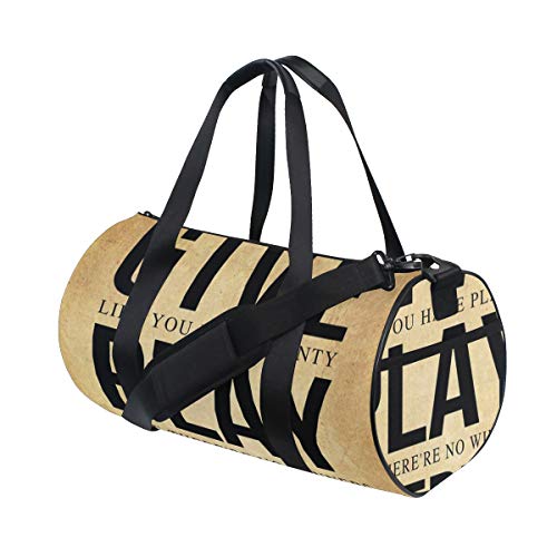 ZOMOY Bolsa de Deporte,Cita Motivacional Citas Famosas Divertidas Inspiradoras Retro Vintage Kraft Paper,Nuevo de Cubo de impresión Bolsas de Ejercicios Bolsa de Viaje Equipaje Bolsa de Lona