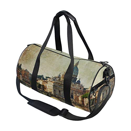 ZOMOY Bolsa de Deporte,Italiano San Pietro Roma Estilo Retro Vintage Viajes Vacaciones Famo,Nuevo de Cubo de impresión Bolsas de Ejercicios Bolsa de Viaje Equipaje Bolsa de Lona