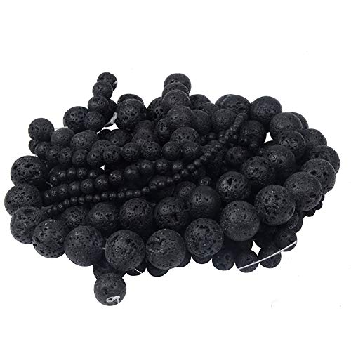 Zonfer 36 Pcs Negro Lava Volcánica Natural De La Roca Cuentas Cuentas De Piedra Suelta Joyería Hecha a Mano