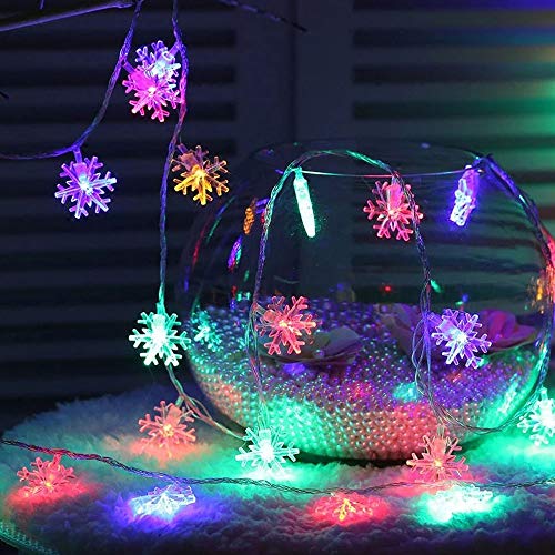 Zorara Guirnalda Luces, LED Luces decorativas 3M 20LED de Forma de copos de nieve Luces de árbol de Navidad Luces de hadas para decoración navideña interior/exterior, multicolor