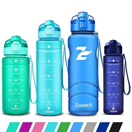 ZOUNICH Botella Agua Deporte, Botella Agua Niños sin BPA Reutilizable Plástico Tritan - 500 ml / 700 ml / 1 l / 1.2 l, Cantimploras para Te con Filtro, para Infantil, Gimnasio, Bicicleta