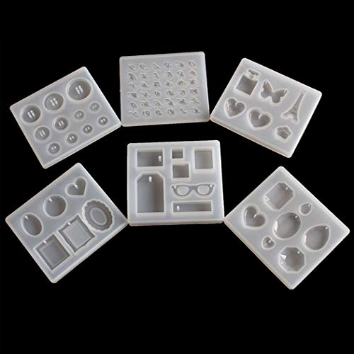 ZOYLINK 6 Piezas Molde De Fundición De Resina Molde De Silicona Artesanal Bricolaje Herramienta De Fundición De Resina Surtida Para Botón De Joyería