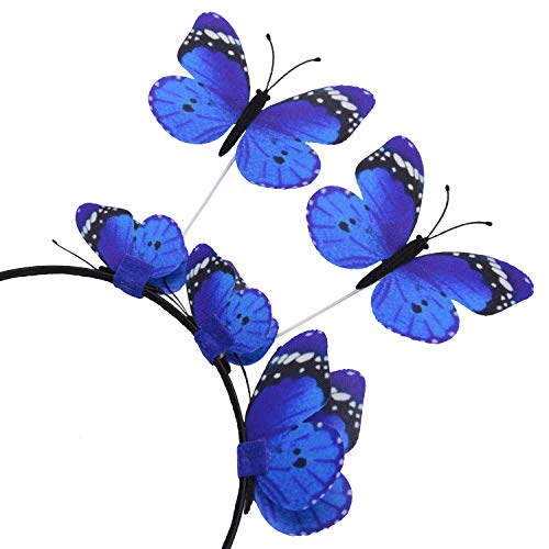 ZOYLINK Diadema De Mariposa Diadema De Fiesta Exquisito Cabello Aro Fiesta Tocado Para Mujer (Azul)