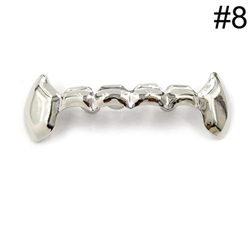 ZOYLINK Dientes Grillz Set Estilo Hip Hop Bar Grillz Grillz Inferior Top Grillz Grillz Plateado Para Hombres Mujeres