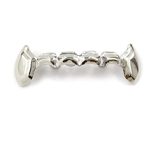 ZOYLINK Dientes Grillz Set Estilo Hip Hop Bar Grillz Grillz Inferior Top Grillz Grillz Plateado Para Hombres Mujeres