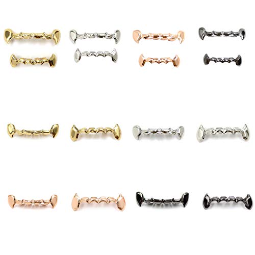 ZOYLINK Dientes Grillz Set Estilo Hip Hop Bar Grillz Grillz Inferior Top Grillz Grillz Plateado Para Hombres Mujeres