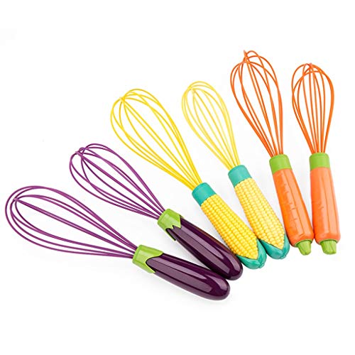 ZPEE Batidor 2 Globo de Silicona Paquete Cocina Bate de múltiples Funciones de Huevo batidor de Mano Mezclador batidor con la manija Linda Vegetales for la Cocina Cocina Batidor (Color : Yellow)