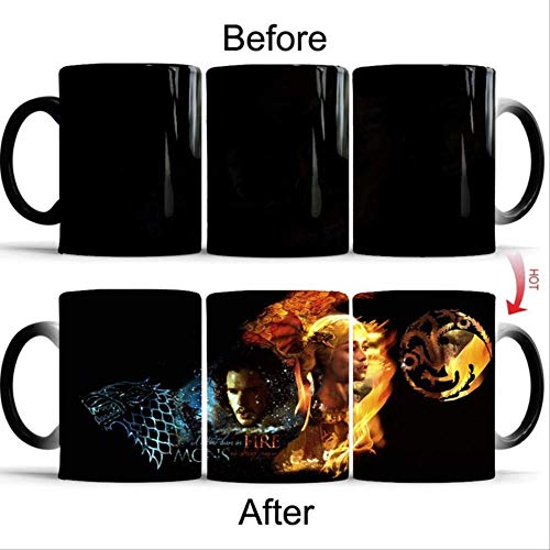 ZPF Copa  Juego de tronos Taza mágica de café Taza de cambio de color frío y caliente 350 ml Tazas de cerámica Taza Taza de regalo para sus amigos 301-400 ml estilo 01