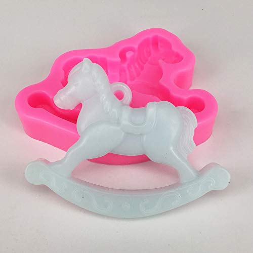 ZPZZPY Molde De Silicona Pastel De Azúcar Herramientas para Hornear DIY Unicornio   Rotativo Caballo De Troya Moldes De Silicona De Arcilla para Decoraciones De Pasteles