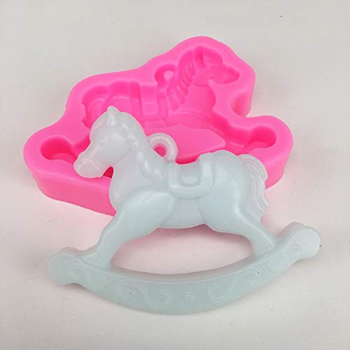 ZPZZPY Molde De Silicona Pastel De Azúcar Herramientas para Hornear DIY Unicornio   Rotativo Caballo De Troya Moldes De Silicona De Arcilla para Decoraciones De Pasteles