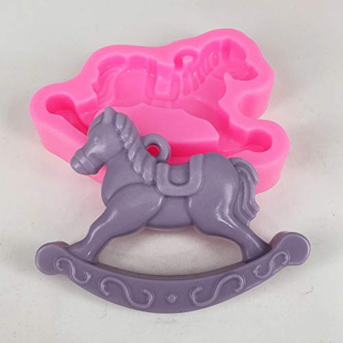 ZPZZPY Molde De Silicona Pastel De Azúcar Herramientas para Hornear DIY Unicornio   Rotativo Caballo De Troya Moldes De Silicona De Arcilla para Decoraciones De Pasteles