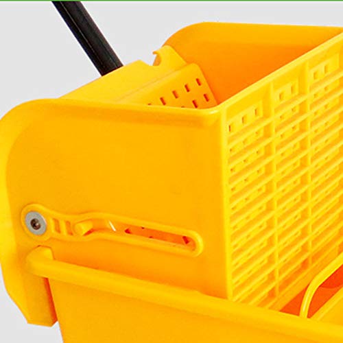 ZQ&QY Mop Bucket & Side Wringer Combo,Carro Janitorial De Servicio Pesado con Ruedas,Cubo De Fregona Comercial para Limpieza Doméstica E Industrial Amarillo 46.5x27x29cm