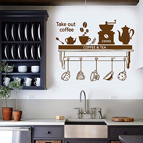 zqyjhkou Awoo Moda Llegada Cocina Restaurante Calcomanía Hermoso Diseño Pub Té Café Decoración Pared Vinilo Pegatinas Arte DIY54x42cm