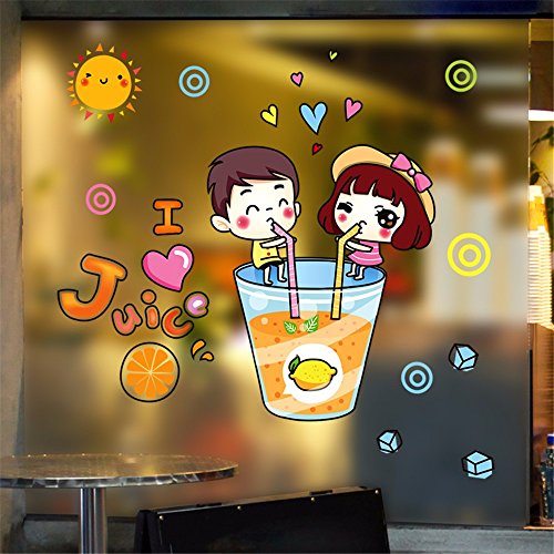 ZRDMN Etiqueta de la pared Parejas Refrigerador Beber Fruta Niños y Niñas Cálido, 45 * 30 cm Puede quitar los murales de arte para el dormitorio