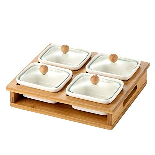 ZSQAI Recipiente for Servir Dulces y nueces, Bandeja de Aperitivo con Tapa, Organizador de Almuerzo de plástico de 6 Compartimentos for Almacenamiento de Alimentos, Plato Dividido for refrigerios for