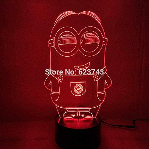 ZWANDP Lámpara de ilusión 3D Luz de noche LED Despicable Me Cartoon Gru Minions Acrílico con cambio de 7 colores con lámpara de mesa USB