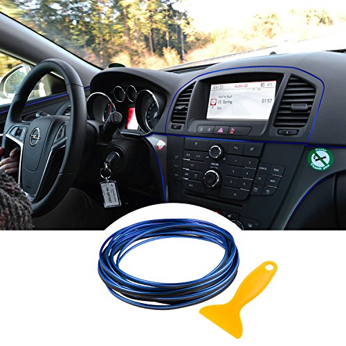 ZWOOS 5M Tiras Líneas de Molduras Interior del Coche Decoración Moulding Trim Strip Línea (Azul)