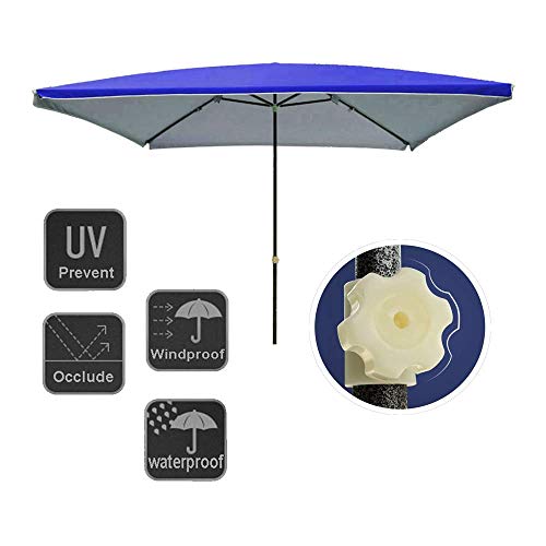 ZXYY Sombrillas de Mercado al Aire Libre Sombrilla Rectangular para Patio con manivela protección UV 4 Varillas de Acero Resistentes 6.5 x 6.2 pies