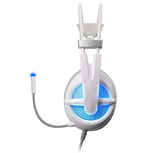 Zyangg-Home Auricular del Juego Luz Gaming Headset USB 7.1 Virtual Surround retrodispersión Tecnología del micrófono Auricular for Juegos para PC portátil (Color : White, Size : M)