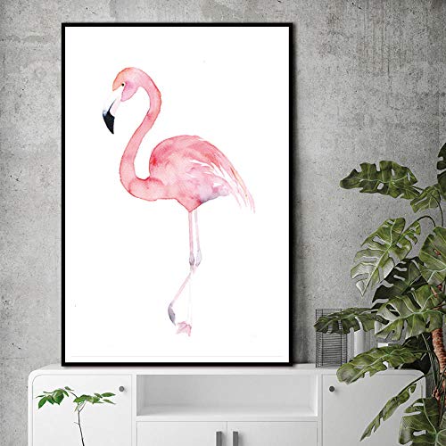 Zyf Lienzo de acuarela Flamingo Lienzo Impresión Lienzo Póster Cuadro Mural Impresión Giclée Impresión de Pared sin Marco, 40 x 50 cm x 1 pieza