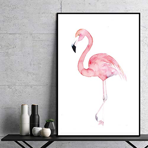 Zyf Lienzo de acuarela Flamingo Lienzo Impresión Lienzo Póster Cuadro Mural Impresión Giclée Impresión de Pared sin Marco, 40 x 50 cm x 1 pieza