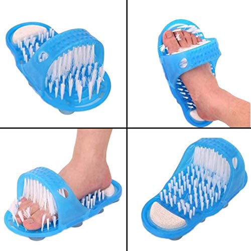 ZYKXSJ Massager Slippers,Easy Feet Cleaner,Magic Feet Cleaner,Feet Cleaning Brush Exfoliating for Unisex,A Pair (Blue)