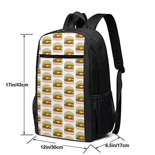 ZYWL Hamburguesas con Queso en Mochila Blanca, Mochila para computadora portátil Duradera de Negocios, Resistente al Agua, Mochila para computadora universitaria, Regalos para Hombres y Mujeres, 17 x