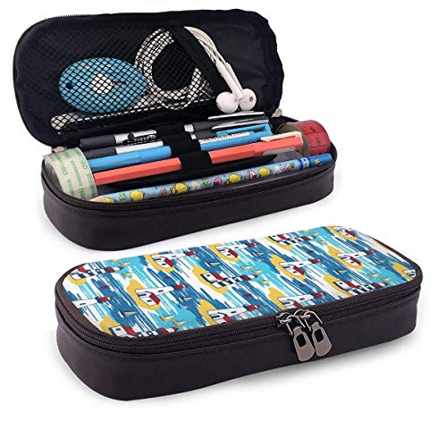 ZYWL Oficina y papelería Bolígrafos, lápices y útiles de escritura Estuches Cinco De Mayo Calligraphy Text Leather Pencil Case with Zipper,8 X 3.5 X 1.5 Inch Microfiber PU Leather Stationery Art Suppl