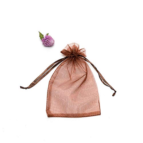 098ouyjngf Bolsa de regalo – Bolsa de red de hilo de perla monocromática, apertura extraíble, bolsa de azúcar de boda/bolsa de cosméticos/bolsa de prueba, 100 paquetes, hilo de alta densidad/Eugan exquisito, marrón, 9x12