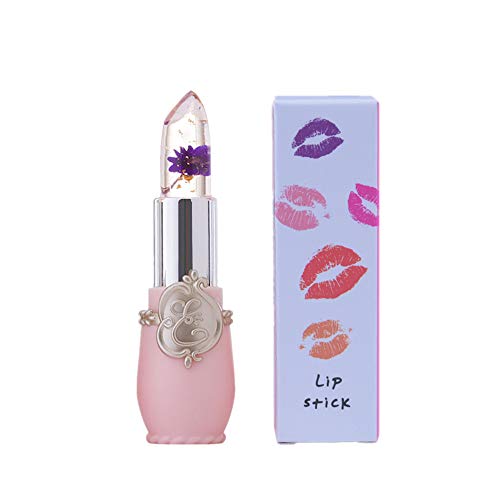 1 PC jalea flor lápiz labial crema hidratante de larga duración protector labial cambio del color magia lápiz labial ingredientes naturales Crema de cacao (6 púrpura)