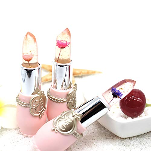 1 PC jalea flor lápiz labial crema hidratante de larga duración protector labial cambio del color magia lápiz labial ingredientes naturales Crema de cacao (6 púrpura)