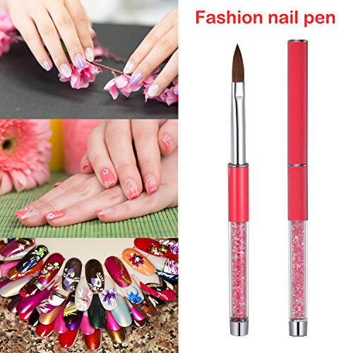 1 Unid Acrílico Nail Art Brush Rhinestone Manija Konlinsky Sable Hair Nail Tool 10 # (10#, rosado)