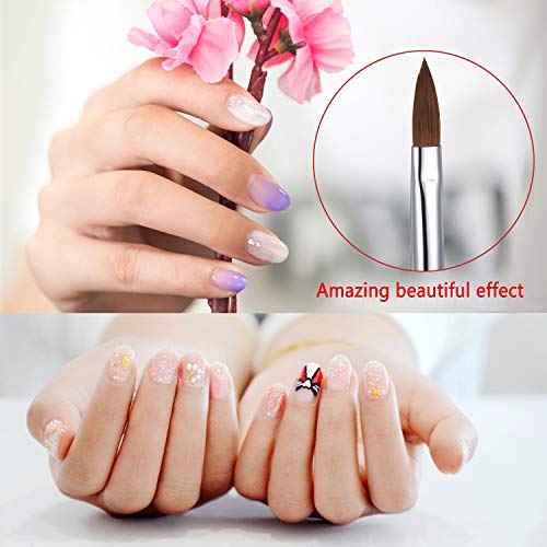 1 Unid Acrílico Nail Art Brush Rhinestone Manija Konlinsky Sable Hair Nail Tool 10 # (10#, rosado)