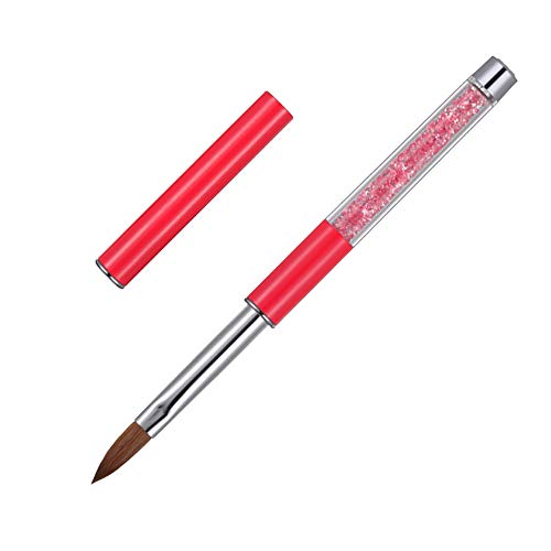 1 Unid Acrílico Nail Art Brush Rhinestone Manija Konlinsky Sable Hair Nail Tool 10 # (10#, rosado)