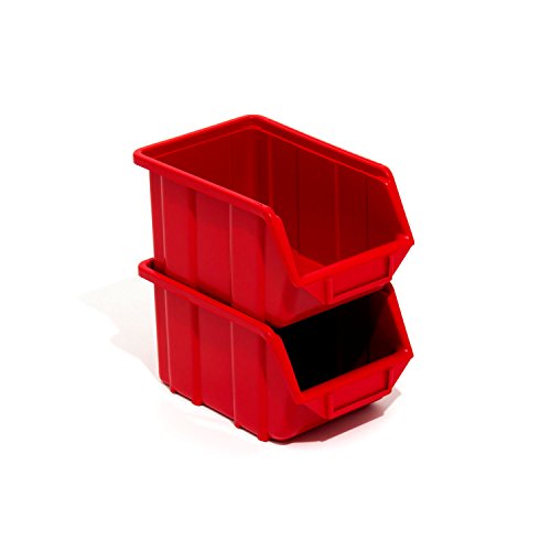 10 apilable Caja Visión Cajas Cajas de almacenamiento plástico PP 240 x 155 x 125 talla 2, color rojo