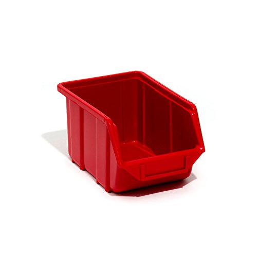 10 apilable Caja Visión Cajas Cajas de almacenamiento plástico PP 240 x 155 x 125 talla 2, color rojo