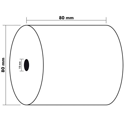 10 bobinas del cajón de 80 x 80x 12 mm de papel térmico para cajas registradoras Rollo de papel térmico