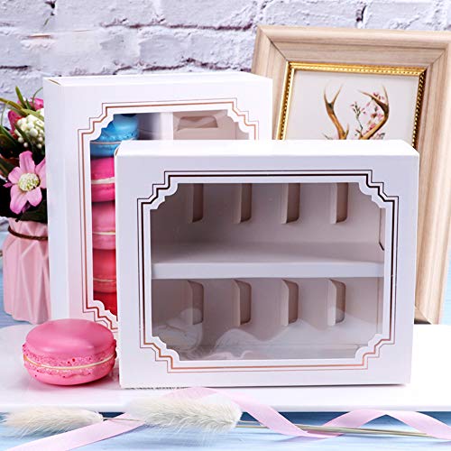 10 cajas de verdaderos macarons, accesorios de horneado, caja de regalo para macarons con ventana para galletas Macarons Cake Pops, postres, etc., No cero., Como se muestra en la imagen., l.