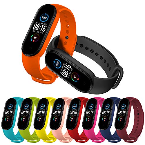 [10 Piezas] Correa Xiaomi Mi Band 3, Wanxideng Pulseras de Repuesto de Silicona Suave - 10 Colores