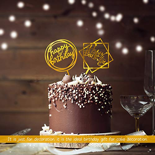 10 Piezas Topper de Pastel de Cumpleaños, Letrero de Happy Birthday para Decoración para Tarta, Color Dorado