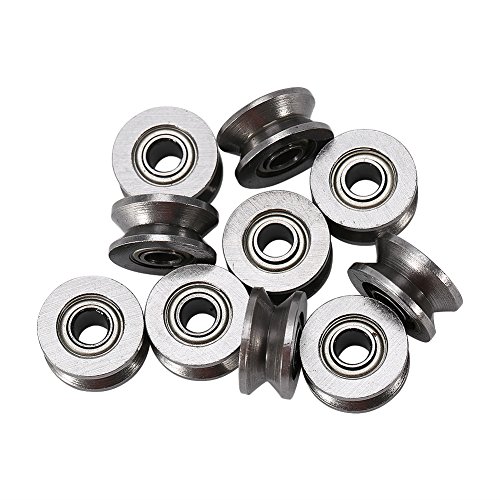 10 unids U624ZZ Mini U Groove Ball Bearing Polea de Guía de Acero al Carbono Para Carril Sistema Lineal 4 * 13 * 7mm