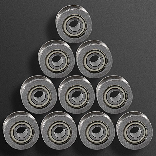 10 unids U624ZZ Mini U Groove Ball Bearing Polea de Guía de Acero al Carbono Para Carril Sistema Lineal 4 * 13 * 7mm