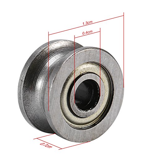 10 unids U624ZZ Mini U Groove Ball Bearing Polea de Guía de Acero al Carbono Para Carril Sistema Lineal 4 * 13 * 7mm