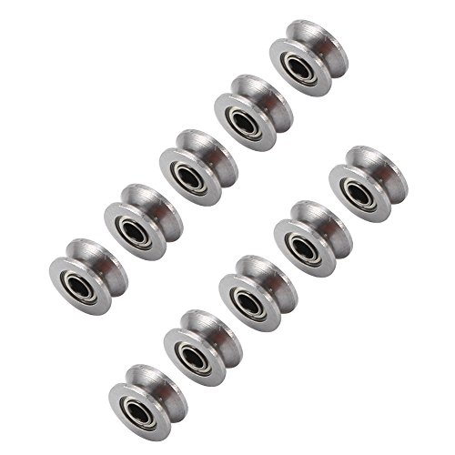 10 unids U624ZZ Mini U Groove Ball Bearing Polea de Guía de Acero al Carbono Para Carril Sistema Lineal 4 * 13 * 7mm