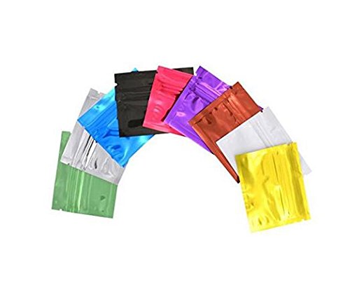 100 bolsas de embalaje de aluminio para sellado al vacío Ziplock Mylar de colores para sellado al por mayor, bolsas de almacenamiento de muestra de calidad alimentaria 7.5*6.5cm