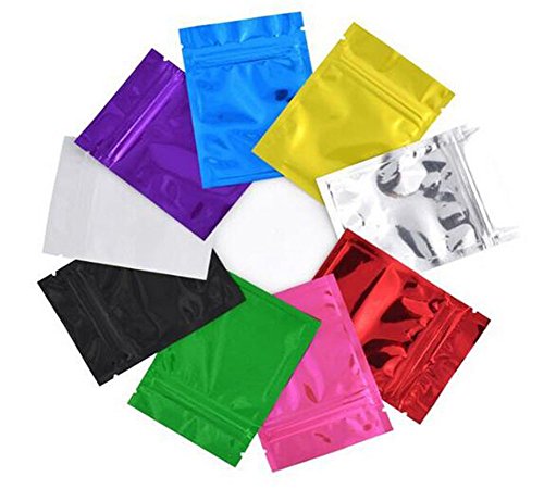 100 bolsas de embalaje de aluminio para sellado al vacío Ziplock Mylar de colores para sellado al por mayor, bolsas de almacenamiento de muestra de calidad alimentaria 7.5*6.5cm