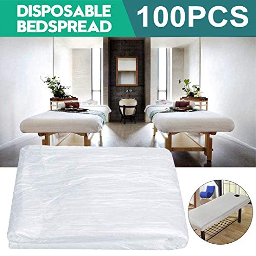 100 hojas de cama de spa desechables para masajes, fundas de sábanas de cosméticos, mesas de masaje para salón de belleza, masajes, tatuajes, hoteles (90 x 180 cm)