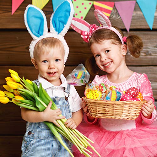 100 Piezas Bolsa de Celofán de Pascua Bolsa de Dulces Galletas Regalos de Fiesta con Patrones de Conejo Huevos Zanahoria y Precintos para Fiesta de Pascua